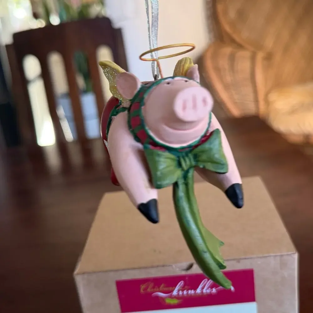 VTG Department 56 Christmas Krinkles by Patience Brewster - Pig flying